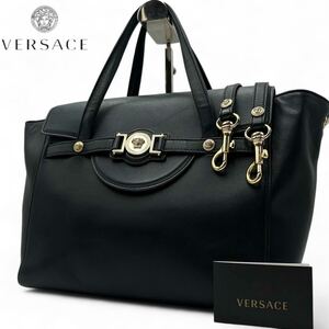 現行■VERSACE ヴェルサーチ メデューサ ハンドバッグ 2way ショルダーバッグ レザー 本革 ブラック レディース ゴールド金具 イタリア製