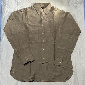 JOHN GLUCKOW by WAREHOUSE シャツ シャンブレーシャツ ブラウン 40 長袖 マチ付き ワーク 日本製 メンズ ジョングラッコー ウェアハウス