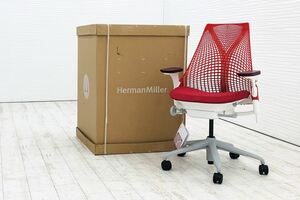 【未開封未使用品】 ハーマンミラー セイルチェア ミドルバック 中古 Herman Miller 中古オフィス家具 フルアジャスタブル 可動肘 レッド