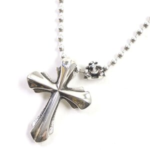 美品▼Bill Wall Leather ビルウォールレザー 2005 Cross Pendant クロスペンダント ボールチェーン ネックレス 925 総重量44.5g メンズ