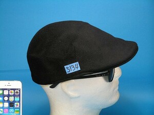 ハンチング 使用1回 Cashmereカシミヤ100% ♪ Borsalino ボルサリーノ ♪ Italy Made メンズ Black黒 L-size 59㎝ 帽子 ボウシ■5134