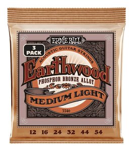 ★ERNIE BALL 3546 ×1 [12-54] Earthwood Medium Light Phosphor Bronze 3セットパック アコースティックギター弦★新品送料込