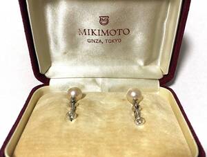 MIKIMOTO(ミキモト) テリ〇 ◆WGK14 アコヤ本真珠 イヤリング◆約8.5mm珠 約3.7ｇ pearl パール jewelry K14 