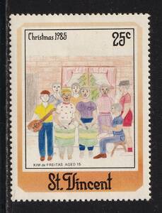センントヴィンセント切手　　楽器　家族　子供　ファミリー　クリスマス1985