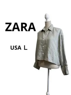 ZARA ザラ　カジュアルシャツ　オーバーシャツ　レディース　グレー　長袖