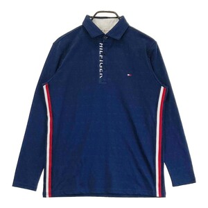 TOMMY HILFIGER GOLF トミー ヒルフィガーゴルフ 長袖ポロシャツ ロゴ 総柄 ネイビー系 M [240101157205] ゴルフウェア メンズ