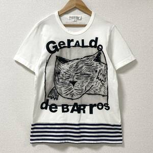 AD2007 コムコム COMME des GARCONS Geraldo de Barros 裾 ボーダー イラスト Tシャツ コムデギャルソン 半袖 カットソー archive 4070275