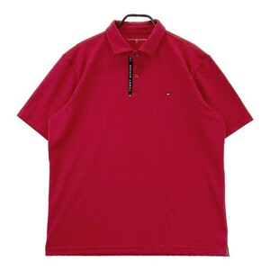 TOMMY HILFIGER GOLF トミー ヒルフィガーゴルフ 半袖ポロシャツ 英字総柄 レッド系 XL [240101298453] ゴルフウェア メンズ