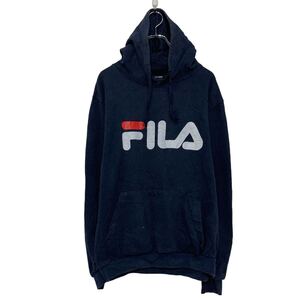 FILA プリント スウェット パーカー フィラ M~ ネイビー プルオーバー 古着卸 アメリカ仕入 a609-6457