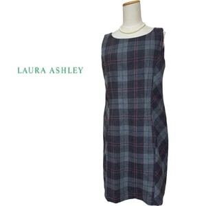 LAURA ASHLEY【ローラアシュレイ】チェック柄 ウール混 ワンピース 11号 （UK12 EUR38 USA8）