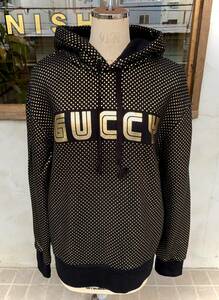 ★GUCCI★グッチ★パーカー★GUCCY★SEGA★ブラック★ゴールド★メンズ★サイズS★ウェア★イタリアンメイド★コットン★スウェット★