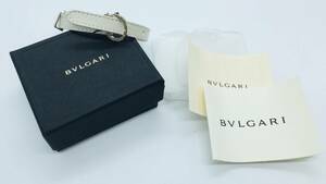 【449】BVLGARI ブルガリ レザー ブルガリブルガリ コイル ブレスレット ホワイト系