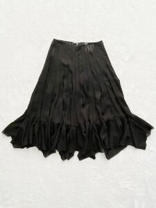 美品 JUNYA WATANABE COMME des GARCONS sizeS ブラック ロングスカート フレア プリーツ 黒 ジュンヤワタナベ コムデギャルソン AD2009