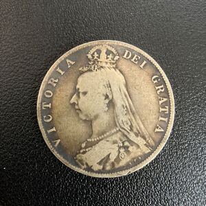 イギリス　ハーフクラウン銀貨　ヴィクトリア女王　ジュビリーヘッド　1889年 硬貨 貨幣 古銭 アンティーク コイン 外国コイン★15