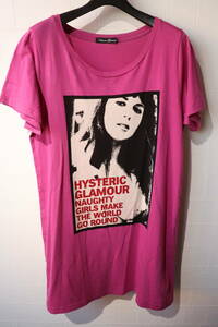 即決 HYSTERIC GLAMOUR ヒステリックグラマー ガールフォトプリント チュニックTシャツ ミニワンピ レディースフリー ピンク