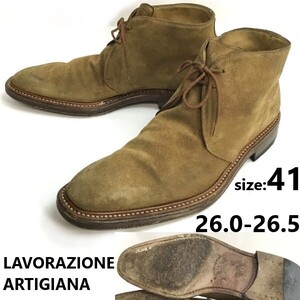 LAVORAZIONE ARTIGIANA★グッドイヤー製法/スエード本革/チャッカブーツ【41/26.0-26.5/茶系】shoes/boots/Vintage◆pWB107-8