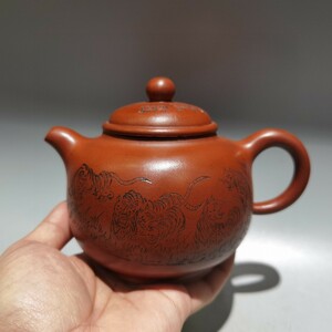 蔵友旧蔵出 紫砂壺 八虎壺 顧景舟款 原礦紅泥 茶道品 煎茶道具 文房賞物 希少珍品