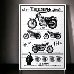 50年代 当時物!!! Triumph 広告/ポスター TR5 Mk1 マフラー ハンドル シート パーツ ｔ タンク カバー シルバー トライアンフ