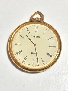 稼働品 TISSOT 懐中時計 ゴールドローマ数字文字盤 新品電池 チッソ