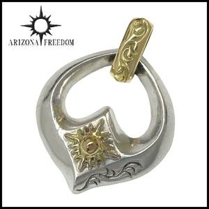 ★定価￥57750★ ARIZONA FREEDOM アリゾナフリーダム K18 太陽神 唐草 シルバー イーグル ハート ペンダントトップ ネックレス フェザー