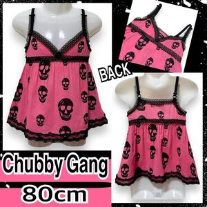 【Chubby Gang/80】ブラックレース付スカル柄チュニックワンピース