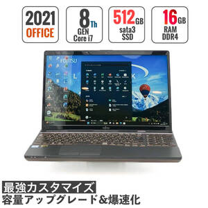 フルHD【第8世代i7★メモリ16GB★新品SSD512GB】Core i7-8565U☆人気富士通 AH78/D1☆Windows11/Office2021/Bluetooth/Blu-ray/Webカメラ