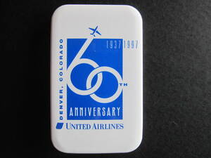 ユナイテッド航空■UNITED AIRLINES■デンバー■60TH ANNIVERSARY■1937-1997■DENVER,COLORADO■缶バッジ