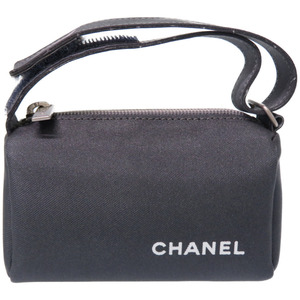 新品同様 シャネル ナイロン ポーチ ヴィンテージ 5番台 グレー 0047 CHANEL