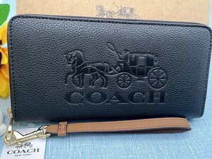 コーチ COACH 財布 長財布 馬車 ブラック ブランド ギフト メンズ レディース ロゴ 新品 ギフト 贈り物 プレゼント 小銭入れあり A125