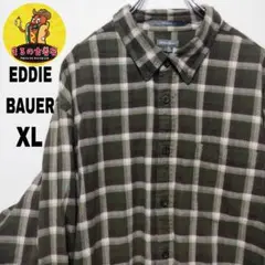 usa古着 EDDIEBAUER ネルシャツXL モスグリーンブラウン　チェック