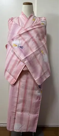 定価50000円高島屋購入】 浴衣　ゆかた　繊細なとんぼ柄 ピンク 綿 洗濯可