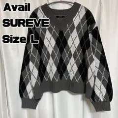 アベイル SUREVE アーガイル柄 セーター ニット レディースL 長袖