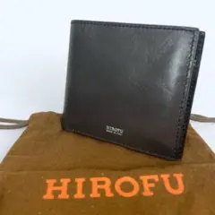 未使用 HIROFU ヒロフ 2つ折り財布 レザー ダークブラウン