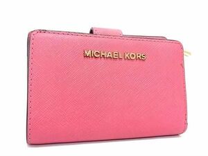 ■美品■ MICHAEL KORS マイケルコース PVC 二つ折り 財布 ウォレット 札入れ レディース ピンク系 DF9961