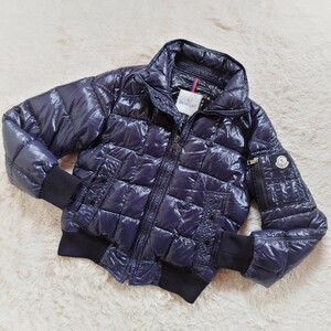 1円〜 極美品 MONCLER モンクレール ダウンジャケット AUBURN オーバーン 肉厚 ロゴワッペン ブラック 黒 ウール 0 Sサイズ ジップアップ