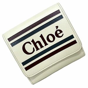 クロエ 二つ折り 財布 ホワイト ヴィック CHC19SP066A88 119 未使用 美品 レザー Sランク Chloe