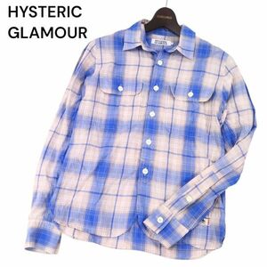 HYSTERIC GLAMOUR ヒステリックグラマー 0203AH01 通年 長袖 ストレッチ ワーク チェック シャツ Sz.S　メンズ 日本製　I4T00946_3#C