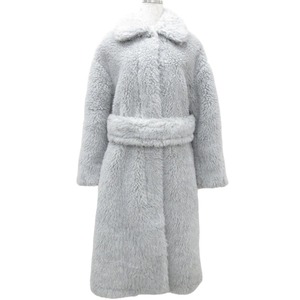 美品 CYCLAS シクラス ALPACA WOL OVER SIZED COAT アルパカウール サイドスリット ボア ロングコート 36 グレー