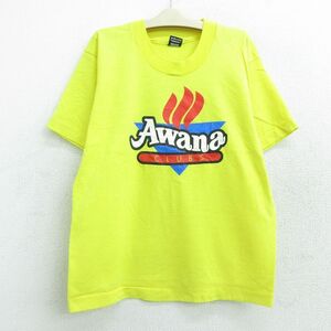 古着 半袖 ビンテージ Tシャツ キッズ ボーイズ 子供服 90s Awana オリンピック クルーネック 黄 イエロー 22jun06 5OF