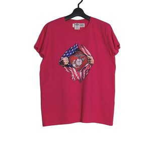 新品 USMC アメリカ海兵隊 レディース プリント Tシャツ ピンク ミリタリー 半袖 Sサイズ トップス ティーシャツ Ｔシャツ GILDAN