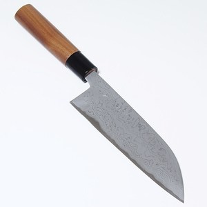 [新品 土佐打刃物] 万能包丁 三徳包丁 ダマスカス 青紙 両刃 16.5cm 料理包丁 洋包丁 左利き対応 日本製