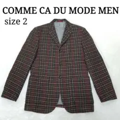 COMME CA DU MODE MEN ツイードウールジャケット レザー羊革