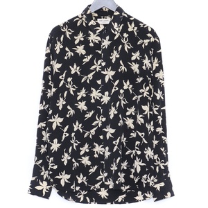 SAINT LAURENT フローラルシルク長袖シャツ サイズ39 ブラック 646850-Y2C16 サンローラン floral-print silk shirt