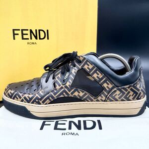 1円 【美品】 FENDI フェンディ 【圧倒的高級感】 ファンシー テクニカルニット ズッカ メンズ スニーカー シューズ 靴 18AW 25.0cm相当 