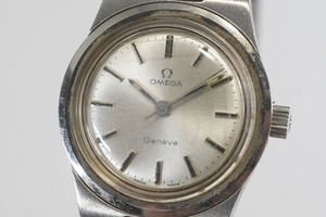 1円~【828】実働　OMEGA／オメガ　Geneve／ジュネーブ　手巻き　レディース　正規品ベルト　腕時計　アンティーク