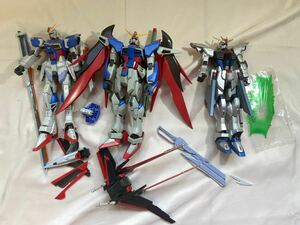 Jガンプラジャンク MG1/100 SEED系　フォースインパルス　デスティニー　フリーダム組済　3体　欠品あり　汚れ塗装あり　パーツ取り