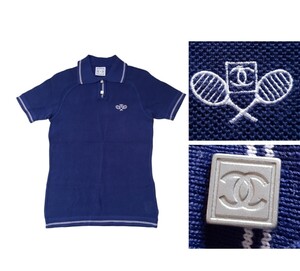 レア 美品 vintage CHANEL 05P スポーツライン ココマーク テニス ポロシャツ ボタン 2個 CC logo sport line top polo shirt P25332V01823