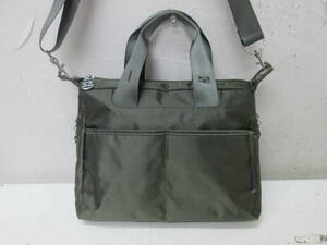 (26)♪SAVOY サボイ レディース ナイロン 2WAY ショルダーバッグ ハンドバック カーキ サイズ21×29×9cm 