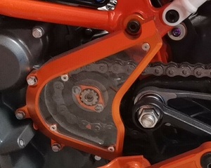 KTM DUKE デューク 250 390 クリアー スプロケット カバー 2017-2020 オレンジ
