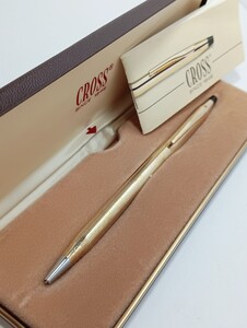 1円【筆記OK/箱付】CROSS　クロス　ボールペン　ブラックインク ゴールド　10KT GOLD　FILLED　筆記具